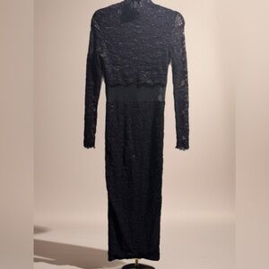 Chic Black Lace Long Sleeve Dress